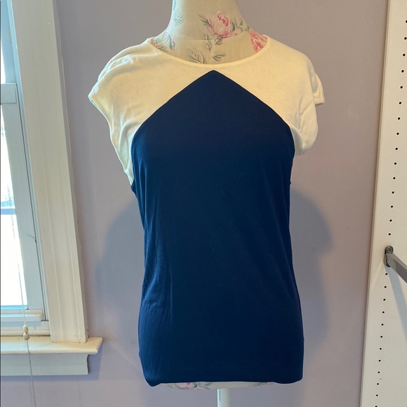Lauren Ralph Lauren Blue and White Short Sleeve Tee - Picture 1 of 8